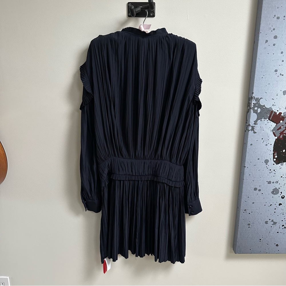 Joie Jazelle Pleated Ruffle Flounce Dress Navy, Size 4 - Picture 12 of 17